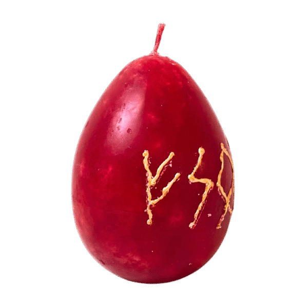 Ruunidega maagiline küünal ''mao aasta muna'' (punane)
