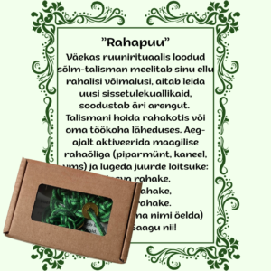 Väekas ruunirituaalis loodud sõlm-talisman meelitab sinu ellu rahalisi võimalusi, aitab leida uusi sissetulekuallikaid, soodustab äri arengut.